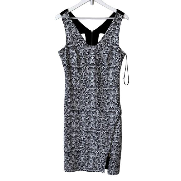 Julia Jordan Dress Size 8 Snakeskin Print Black NWT Bodycon Zipper Mini Party - Picture 1 of 6